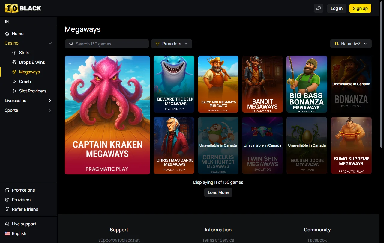 10Black Casino catálogo de juegos y proveedores destacados