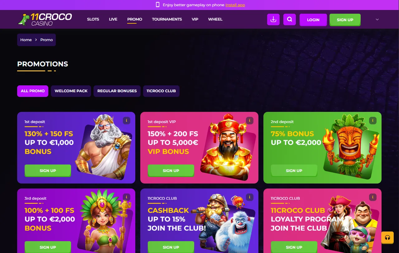 11Croco Casino catálogo de juegos y proveedores destacados