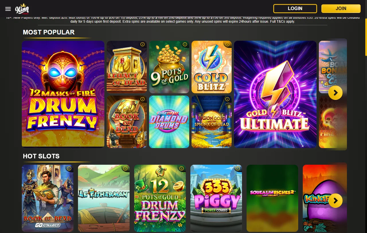 1King Casino juegos, slots y mesa en vivo