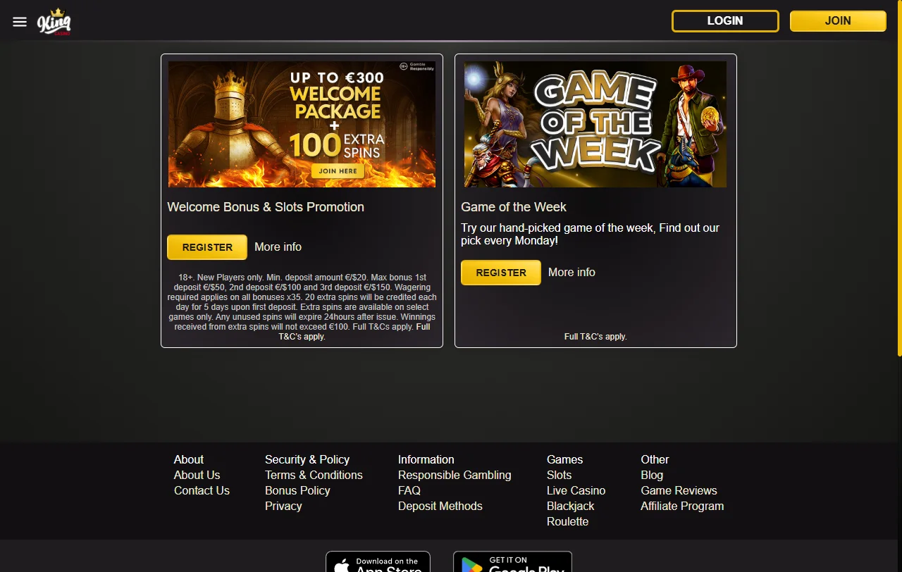 1King Casino bonos, promociones y condiciones de bienvenida