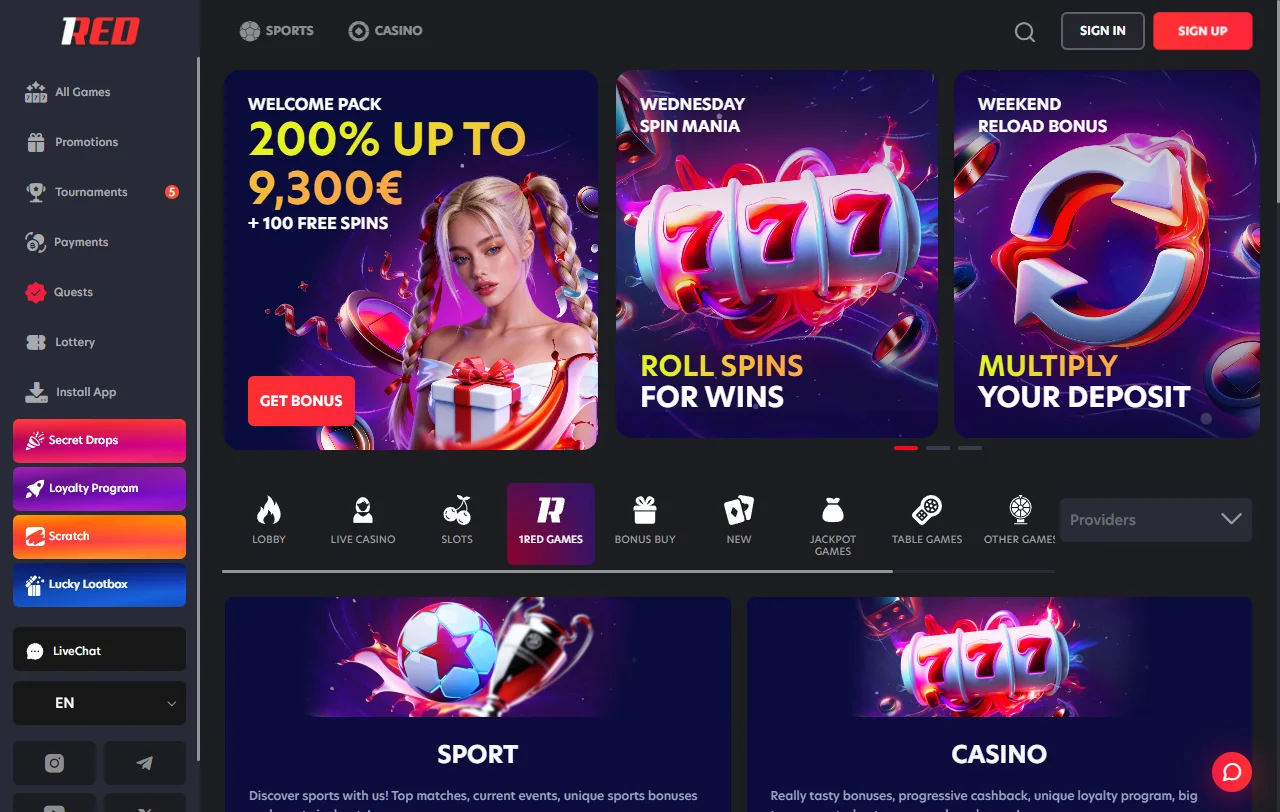 1Red Casino análisis completo para jugadores de España
