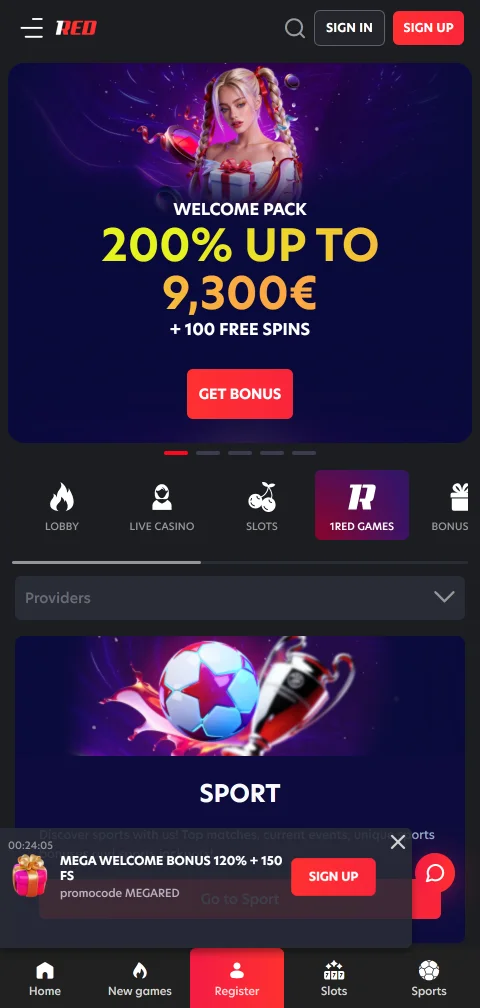 Experiencia móvil de 1Red Casino en cualquier dispositivo