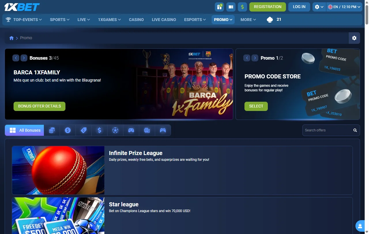 Bonos bienvenida y promociones de 1xBet casino España