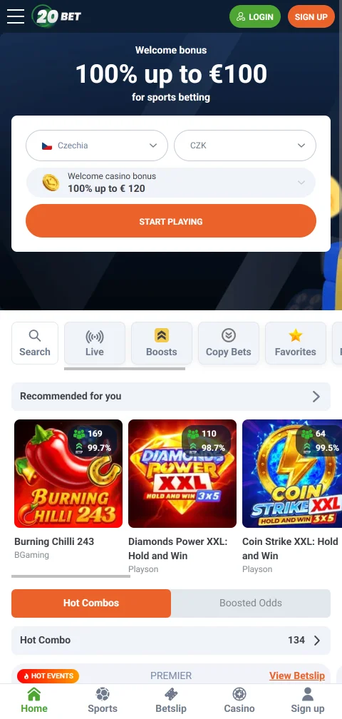 Juego móvil accesibilidad completa 20bet casino España