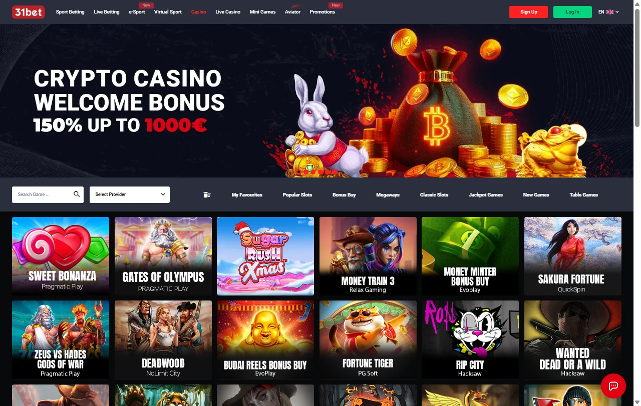31bet Casino catálogo de slots y mesas con proveedores reconocidos
