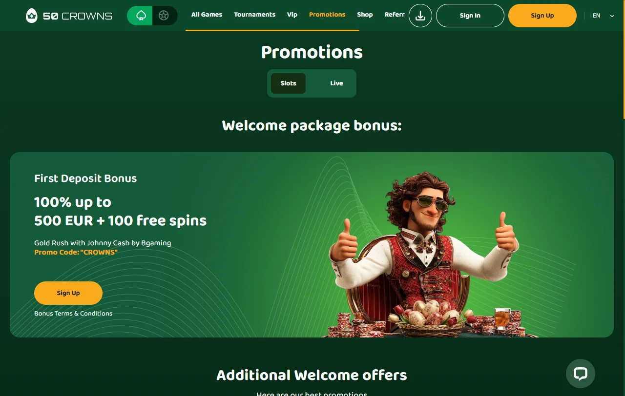 Juegos slots mesas en vivo catálogo 50 crowns Casino España