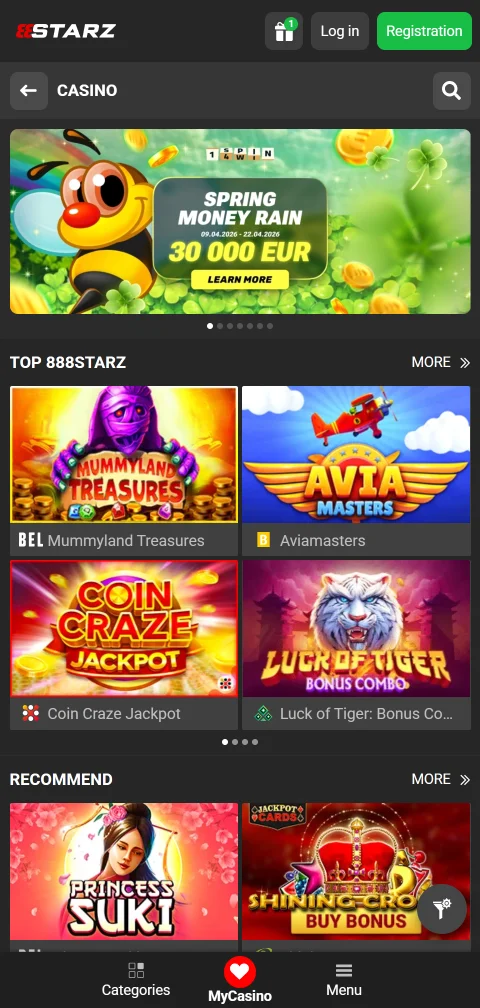 Acceso móvil gaming 888Starz Casino España España