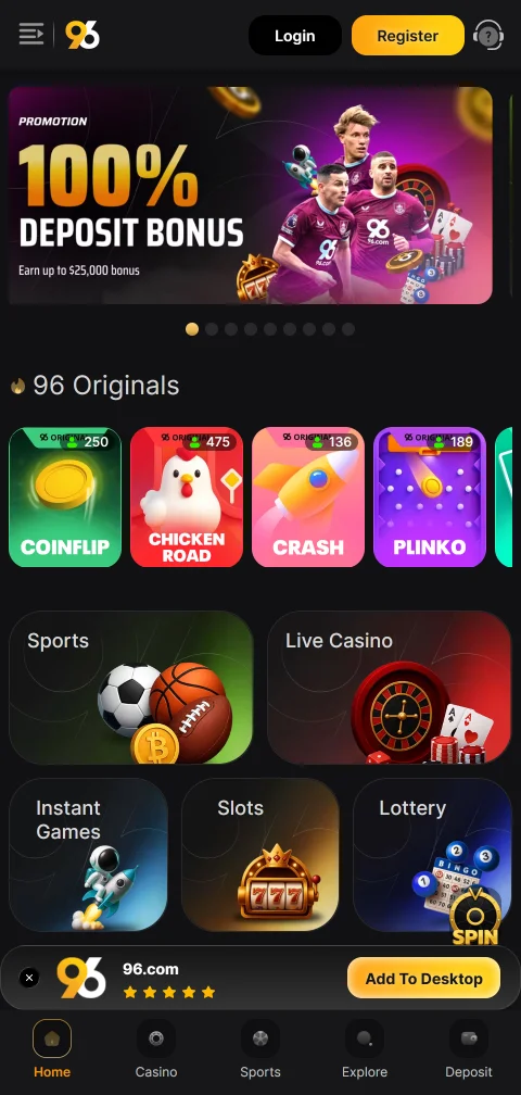 96 Casino España móvil accesibilidad juegos