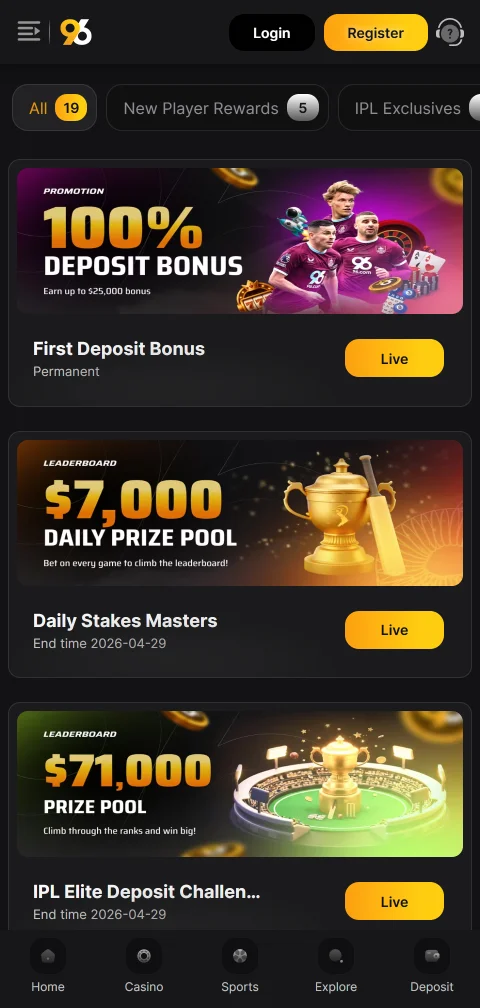Depósitos retiros métodos 96 Casino España