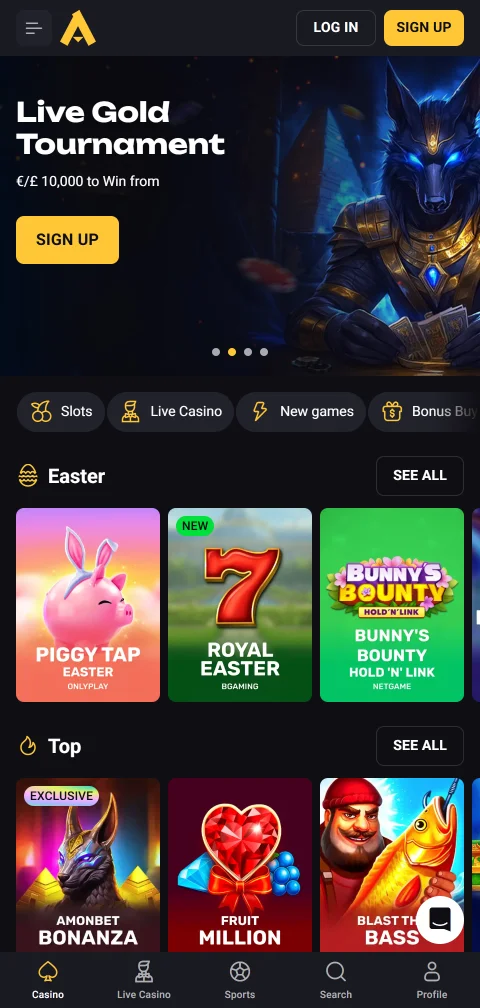 Acceso móvil optimizado AmonBet casino España responsive
