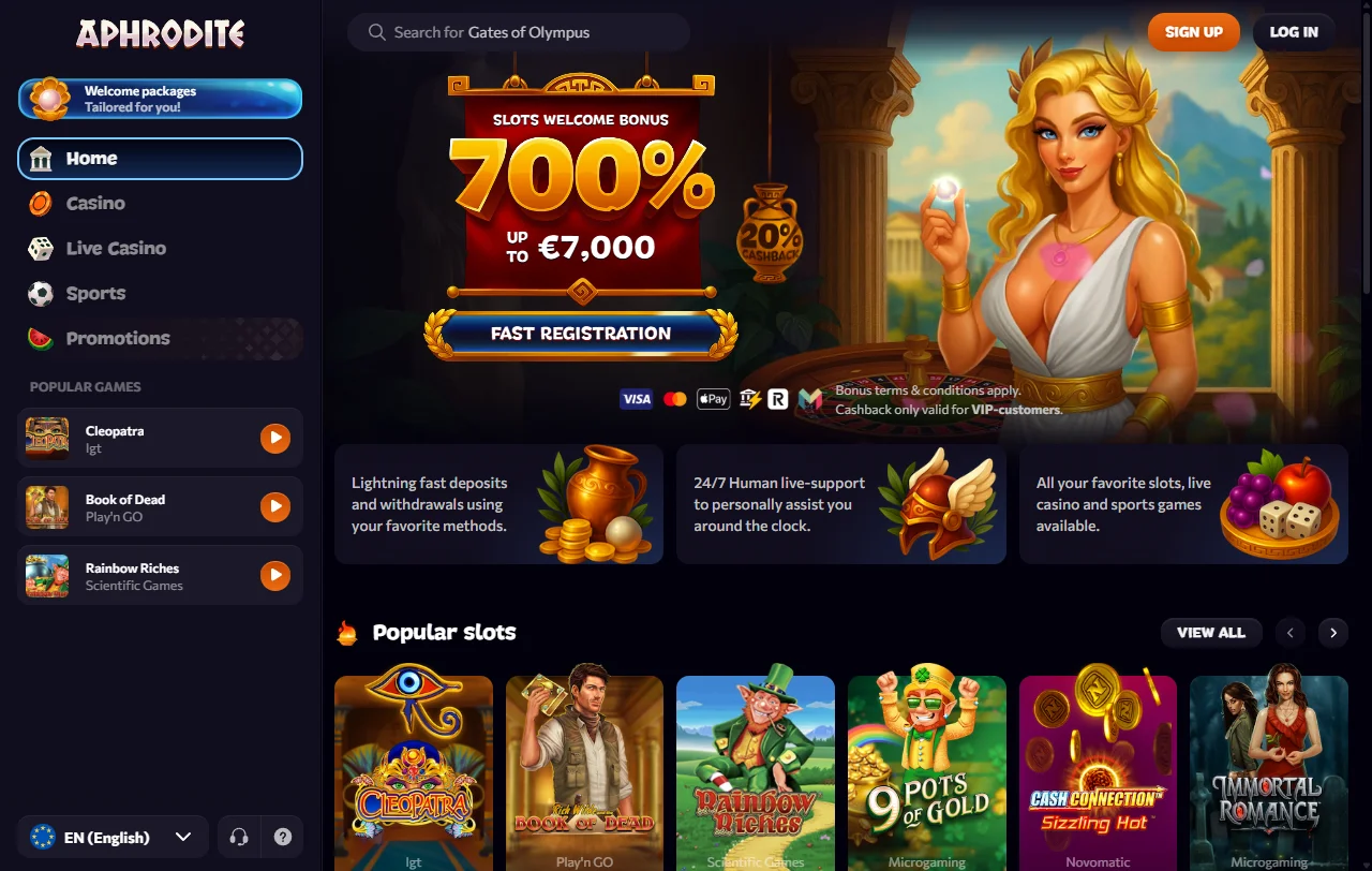 Aphrodite casino review con foco en catálogo, pagos y seguridad