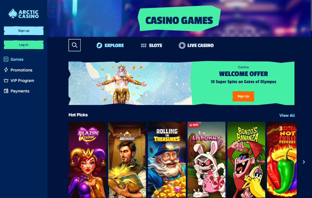 Juegos slots proveedores destacados Arctic Casino España