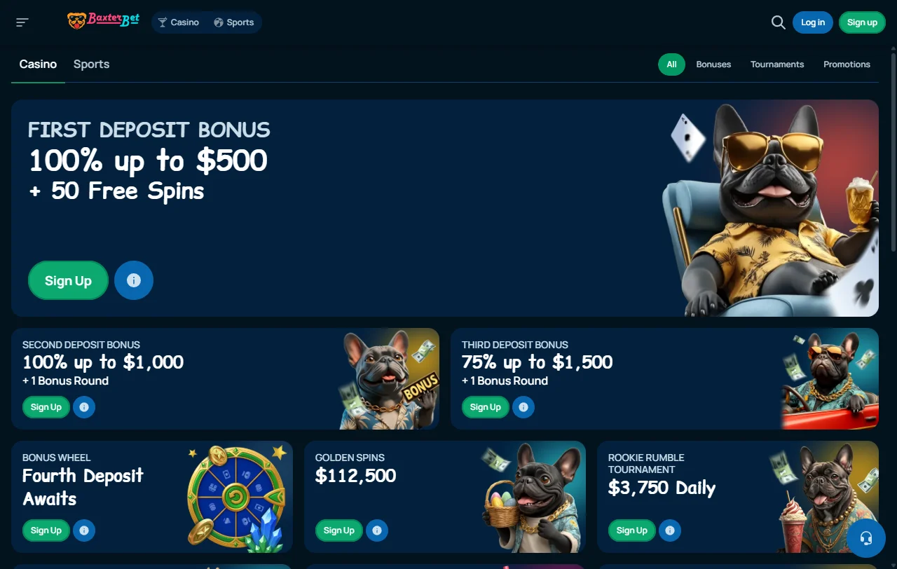 Baxterbet Casino bono de bienvenida y condiciones promocionales