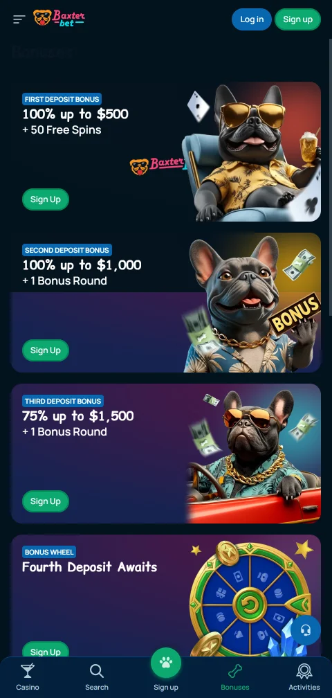 Baxterbet Casino depósitos y retiradas con métodos habituales