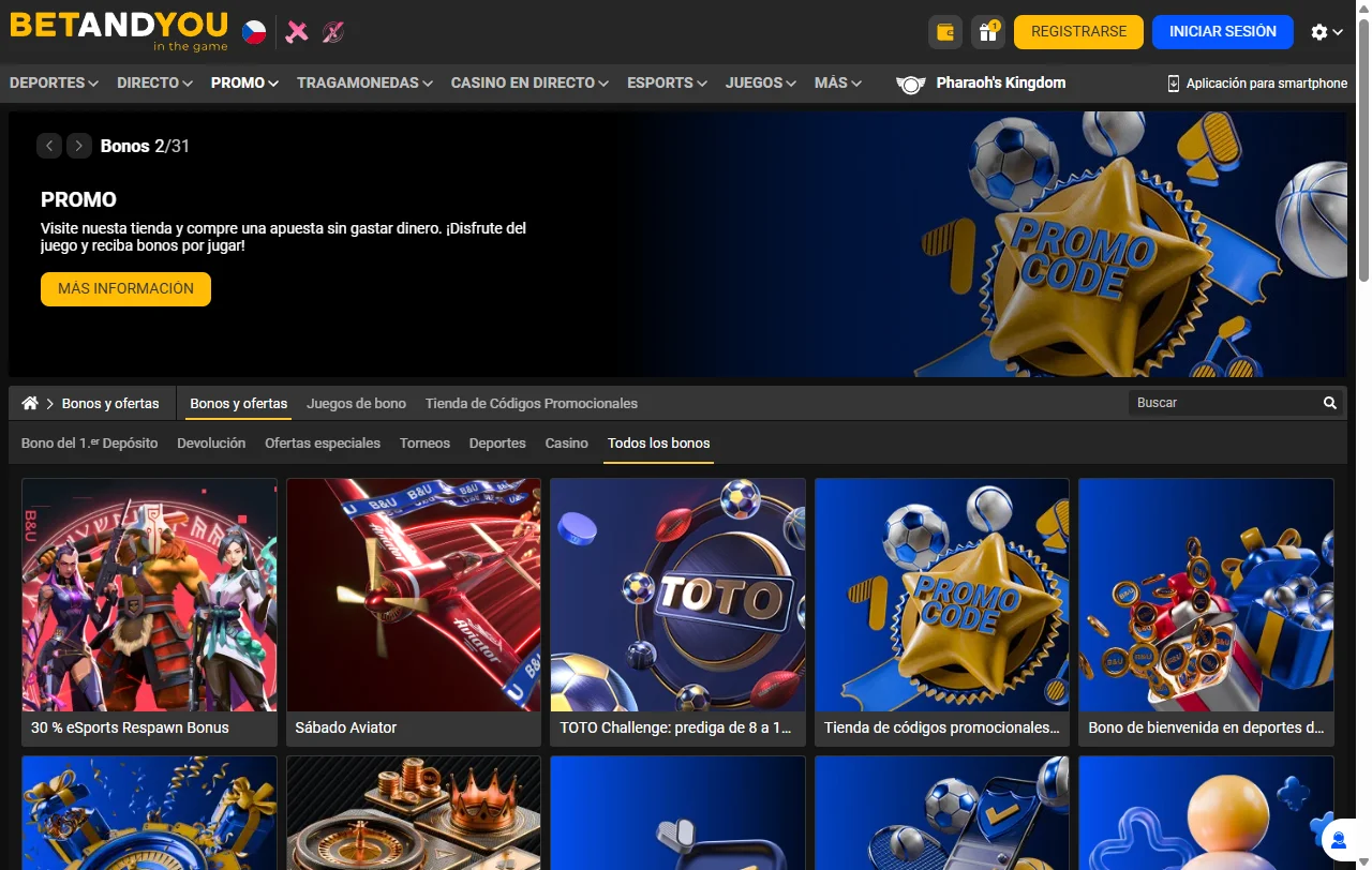 Bonos promociones bienvenida BetAndYou casino España ofertas