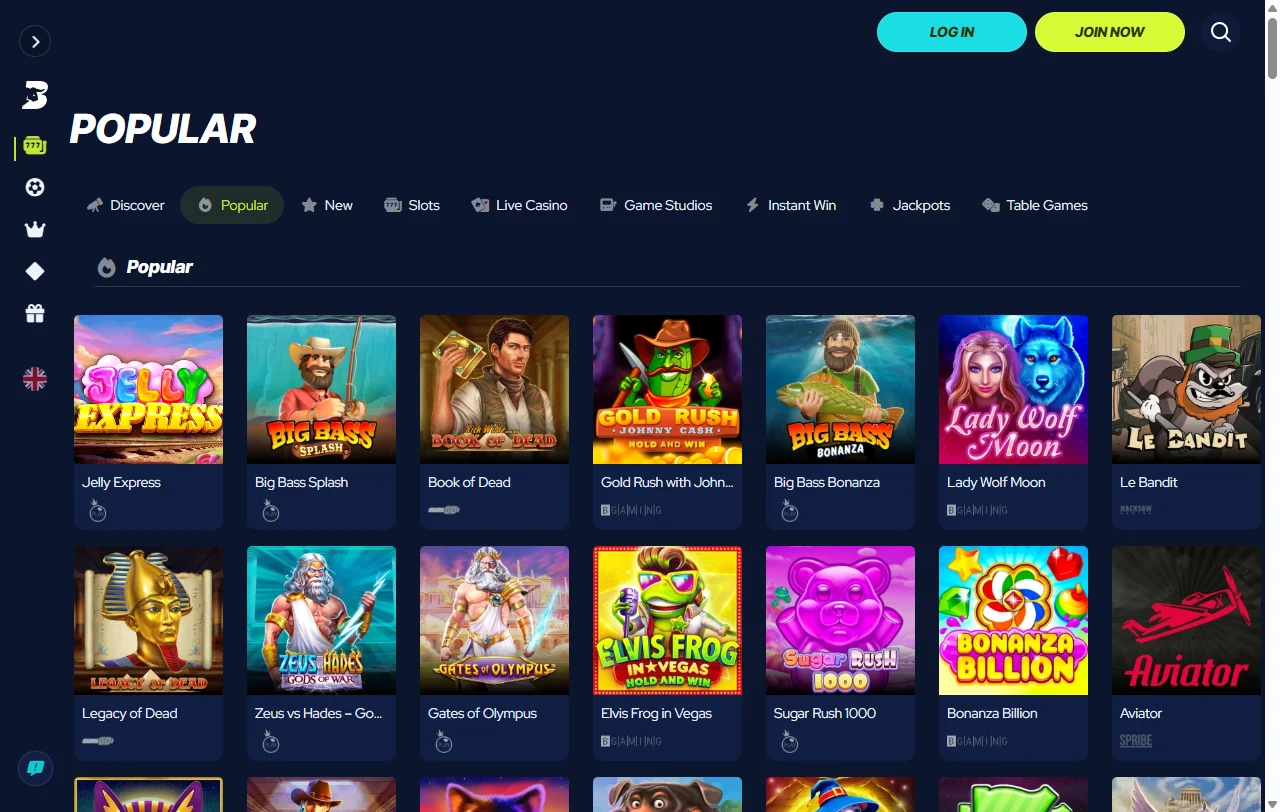 Oferta de juegos y proveedores en BetBeast Casino