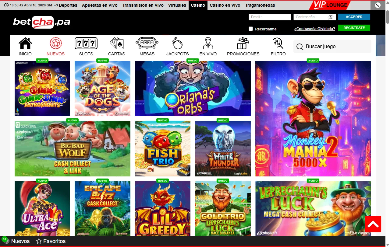 Selección juegos slots proveedores Betcha Casino España