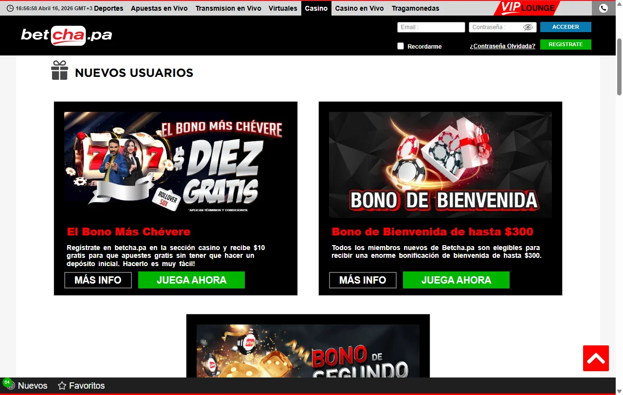 Promociones bonos bienvenida Betcha Casino España detalladas