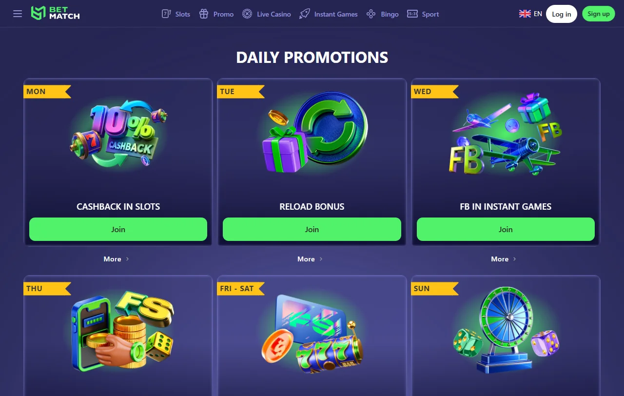 Oferta de juegos y proveedores destacados en Betmatch Casino