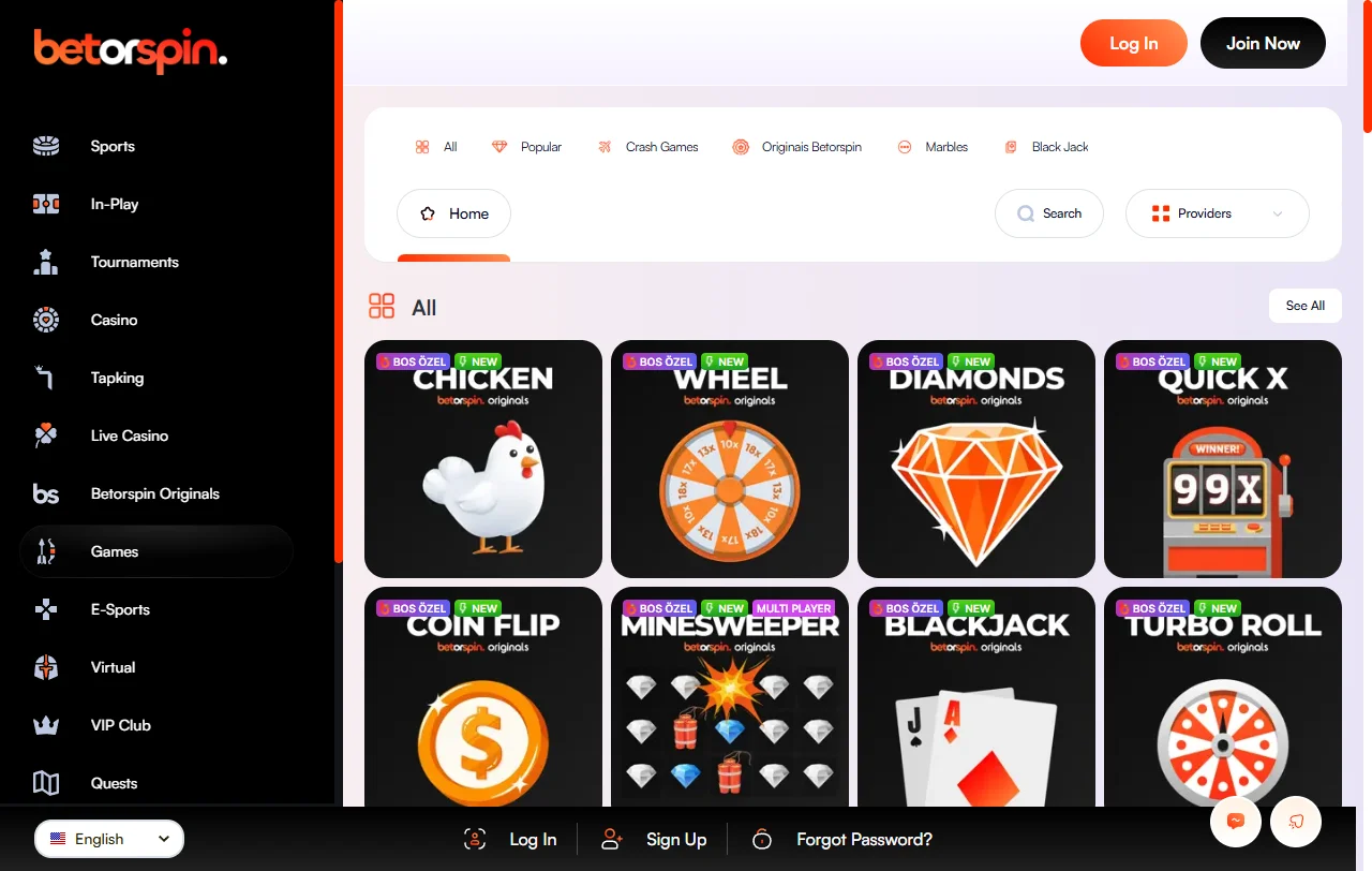 BetorSpin Casino biblioteca de slots y mesas en vivo