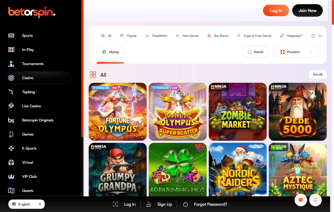 BetorSpin Casino bonos de bienvenida y promociones principales