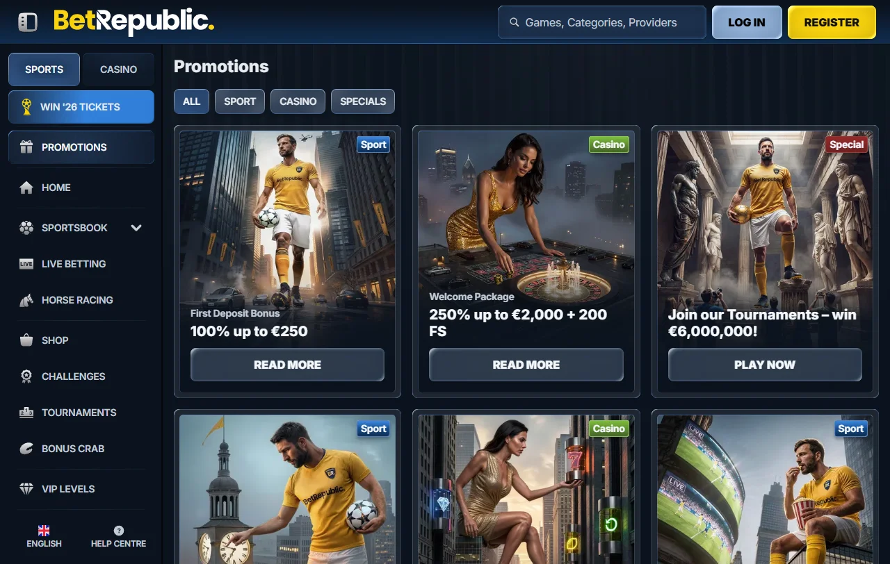 BetRepublic Casino bonos, promociones y condiciones de bienvenida