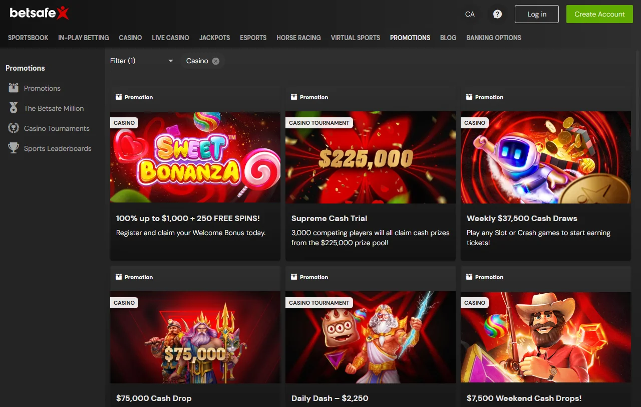 Betsafe Casino y su estructura de bonos y promociones