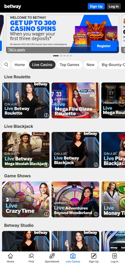 Métodos de pago y retiros en Betway Casino España