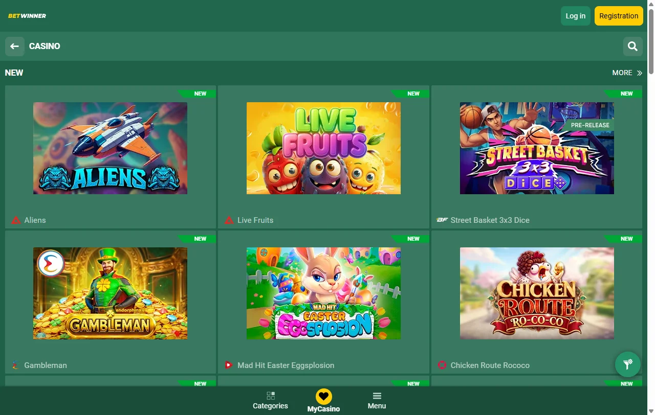 BetWinner Casino catálogo de juegos y proveedores destacados