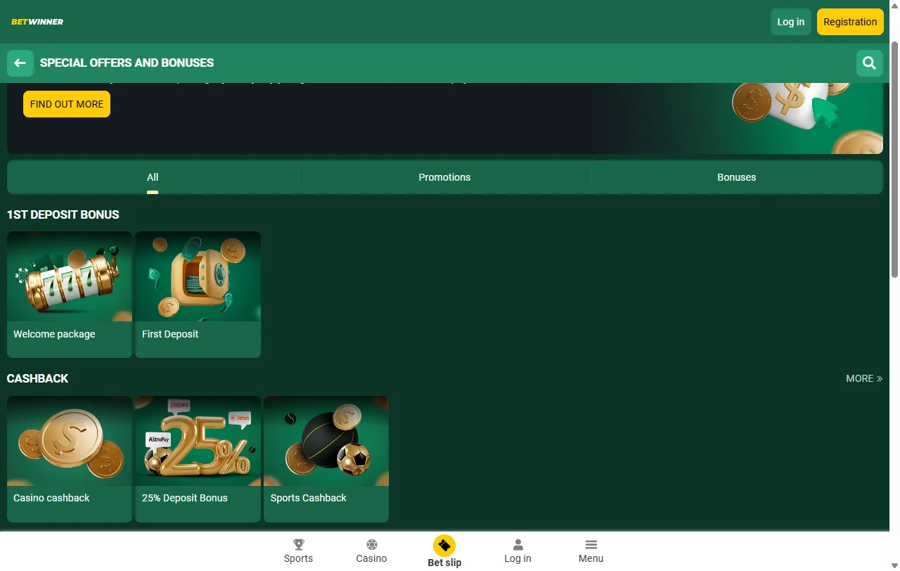 BetWinner Casino bonos, promociones y oferta de bienvenida