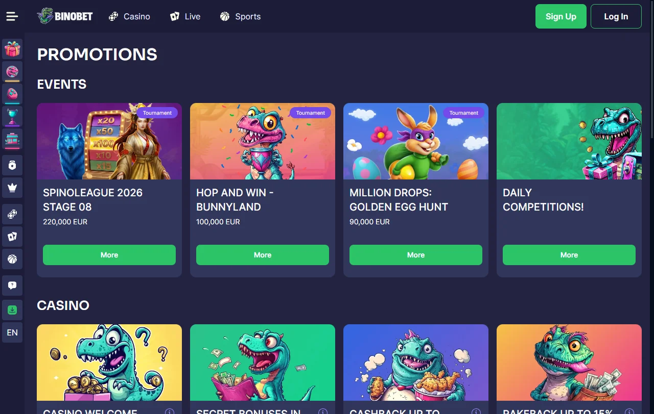 Juegos slots y proveedores en Binobet Casino España