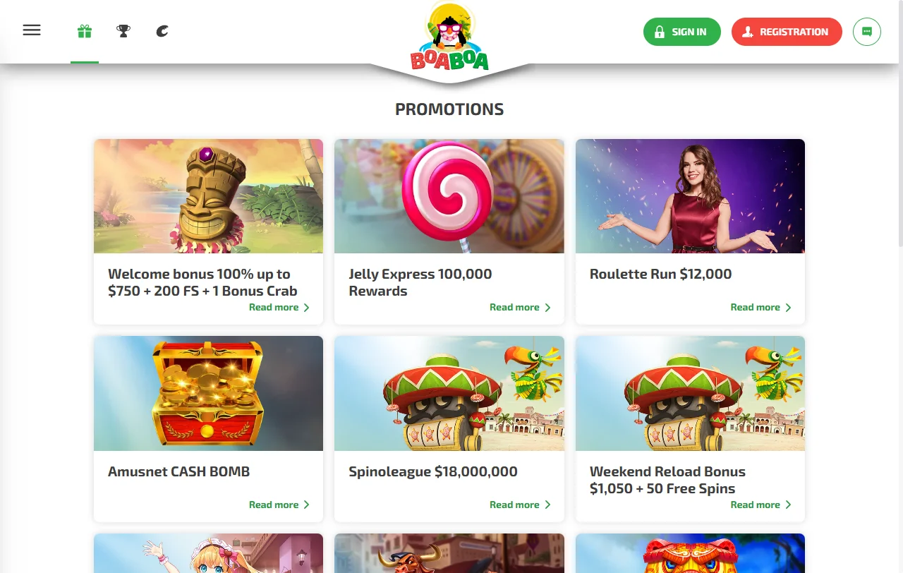Selección juegos y proveedores en BoaBoa casino España