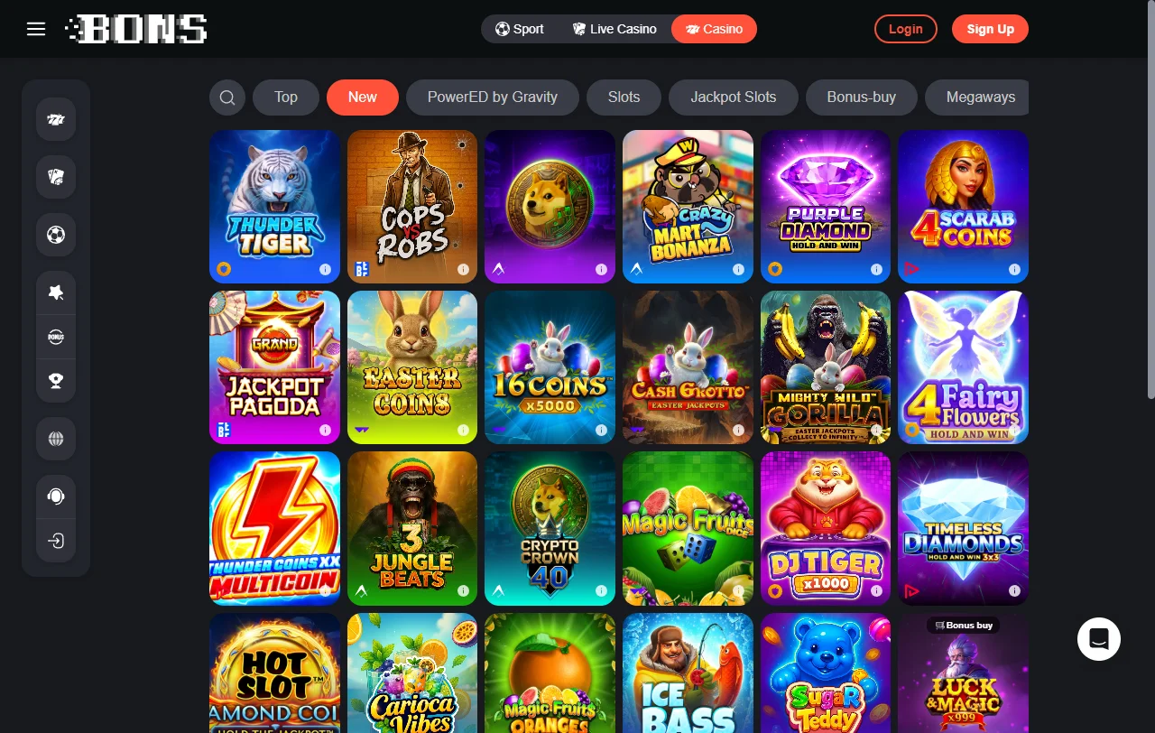 Bons Casino oferta de juegos y entretenimiento online
