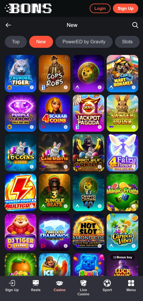 Bons Casino depósitos, retiros y pagos disponibles