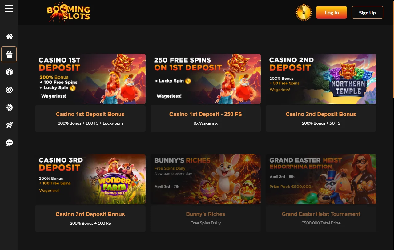 Boomingslots Casino catálogo de slots, vivo y proveedores
