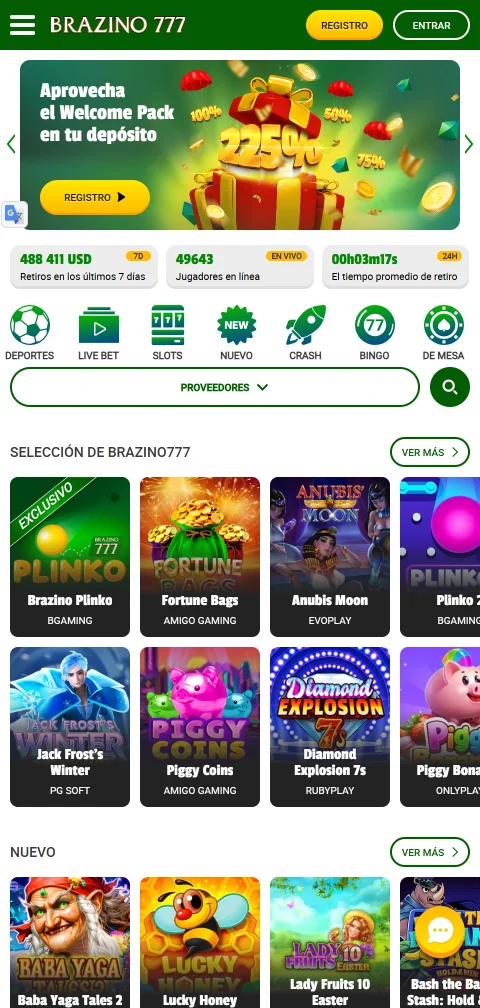Juego móvil responsive Brazino777 Casino España accesible