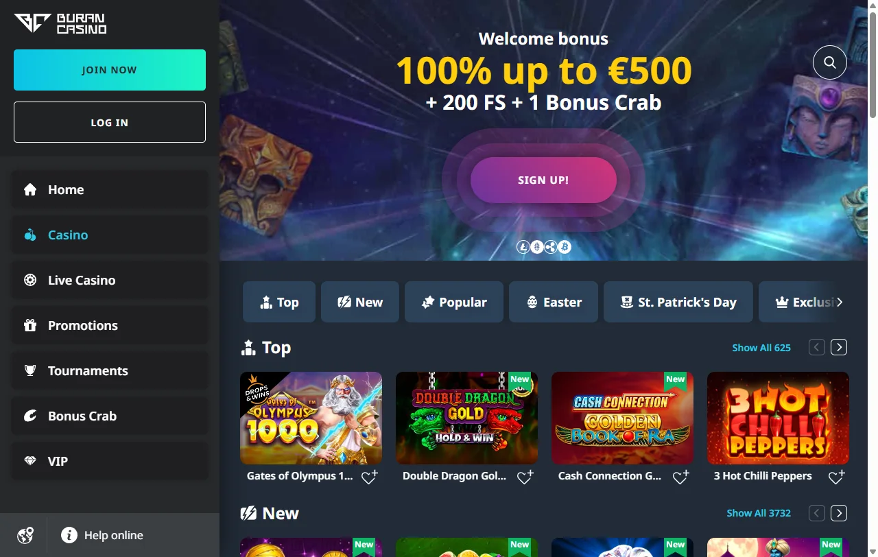Slots tragaperras y juegos disponibles Buran casino España
