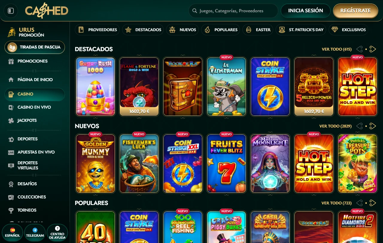Promociones y bonos disponibles en Cashed casino España