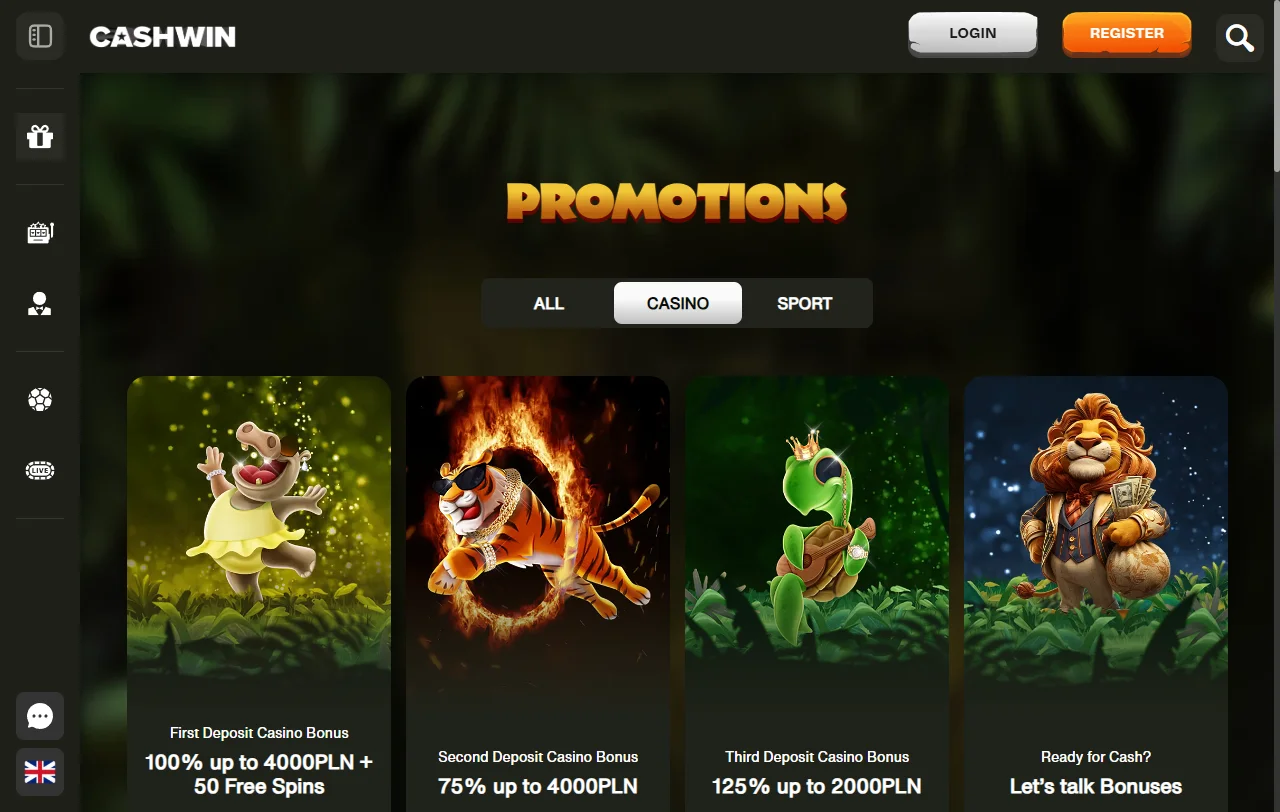 CashWin Casino bonos y promociones de bienvenida