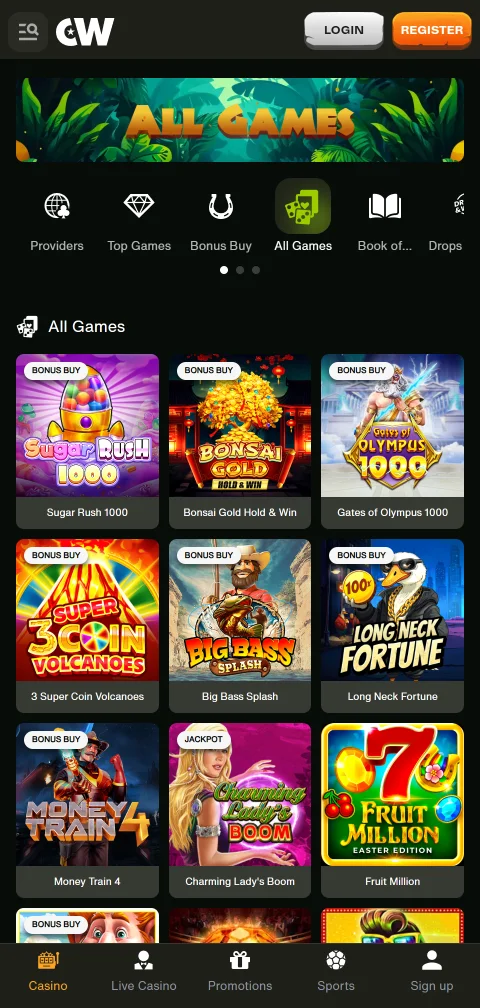 CashWin Casino depósitos, retiros y métodos de pago