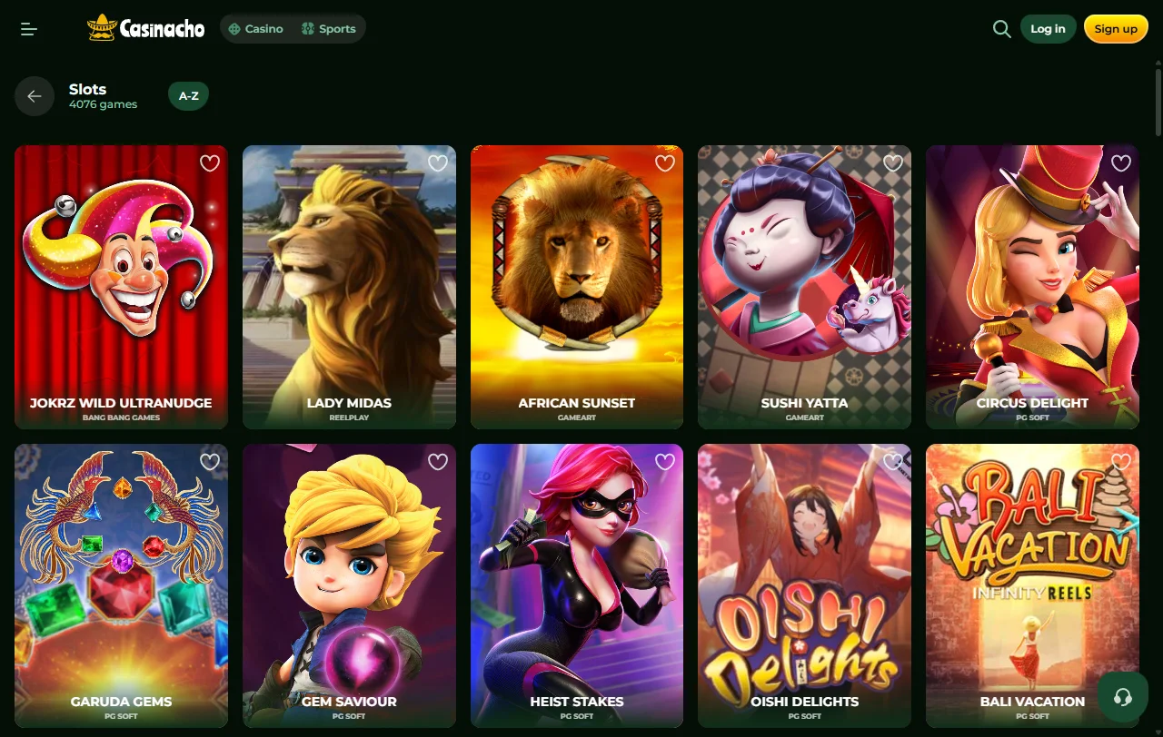 Selección juegos y proveedores en Casinacho Casino España