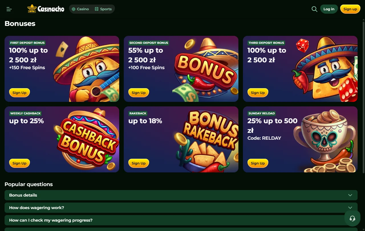 Promociones y bonos bienvenida Casinacho Casino España