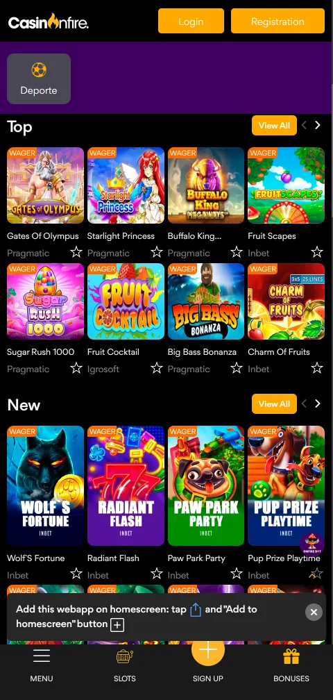 Juego móvil accesible CasinOnFire Casino España responsive