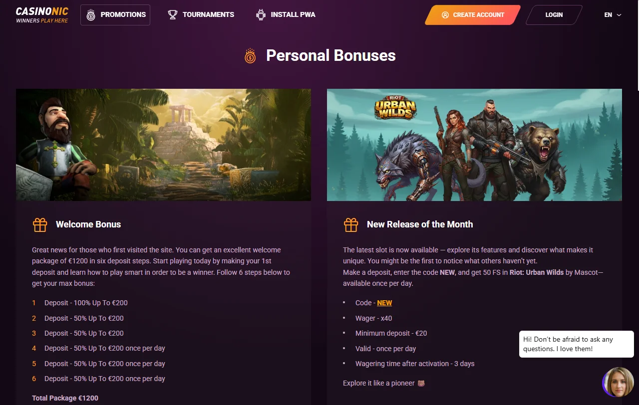 Casinonic Casino catálogo de juegos y proveedores destacados