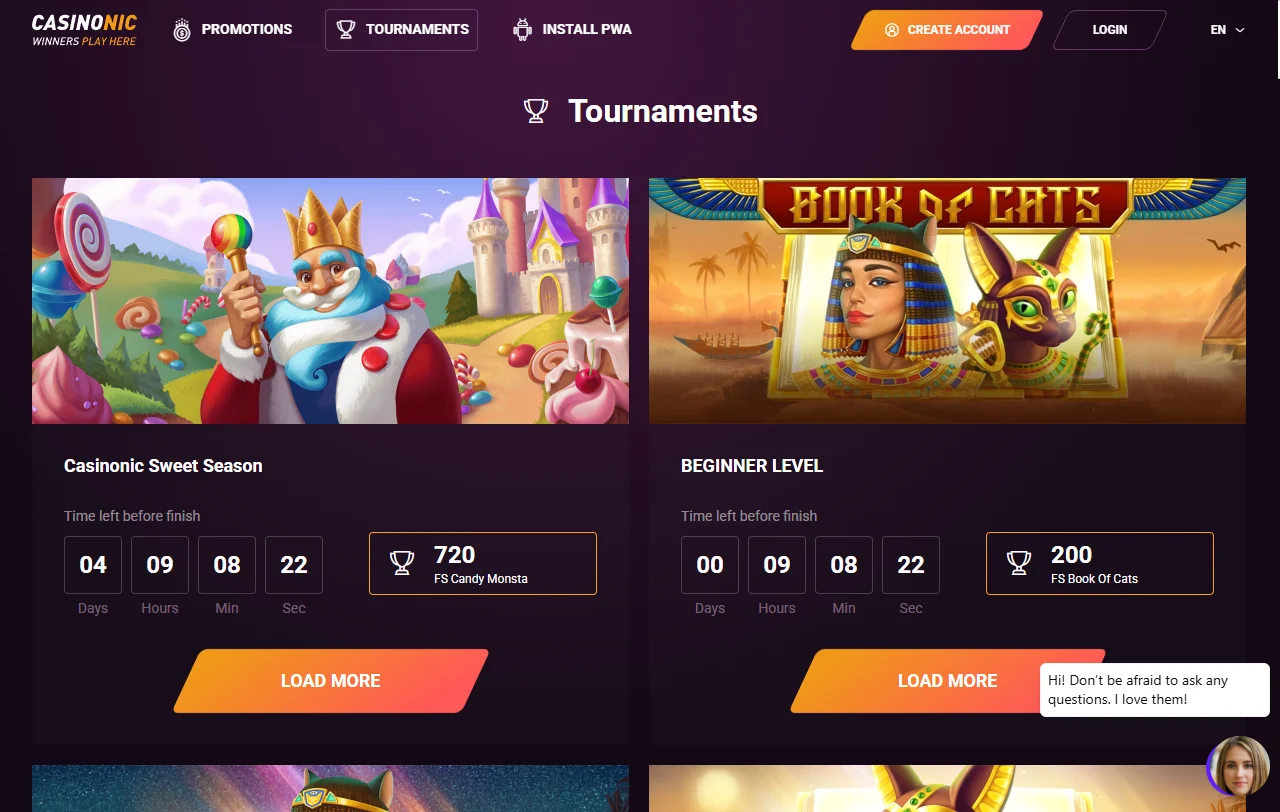 Casinonic Casino bonos de bienvenida y promociones principales