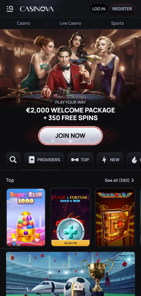 Experiencia móvil gaming Casinova Casino España