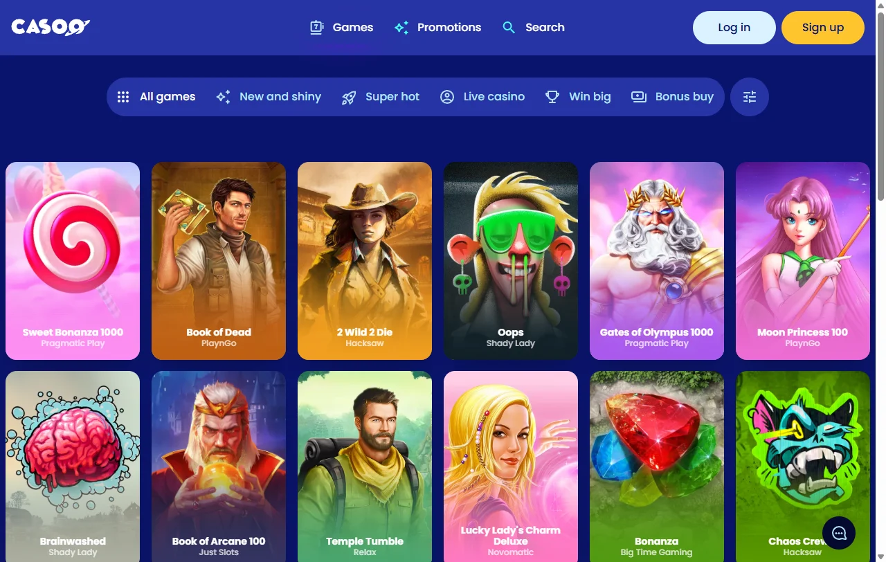 Slots mesas live disponibles en Casoo Casino España catálogo
