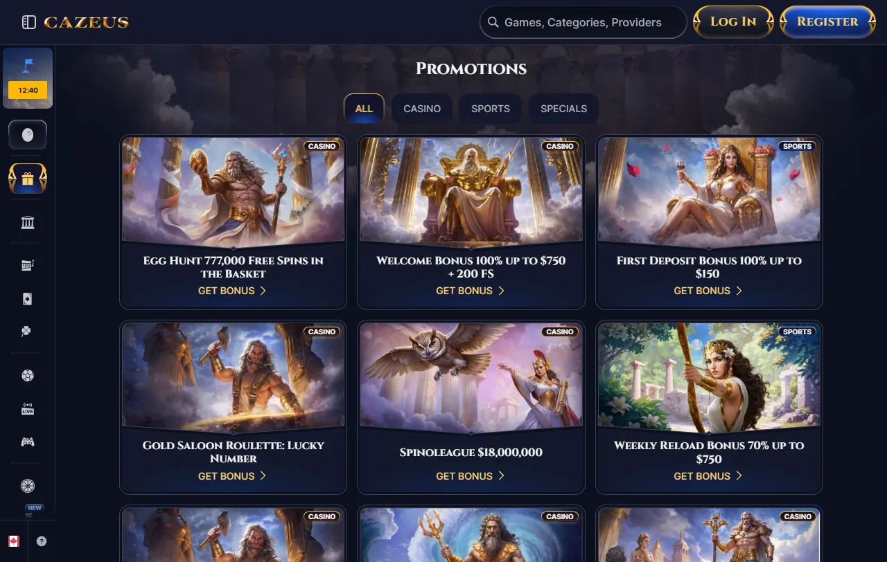 Cazeus Casino bonos y promociones de bienvenida