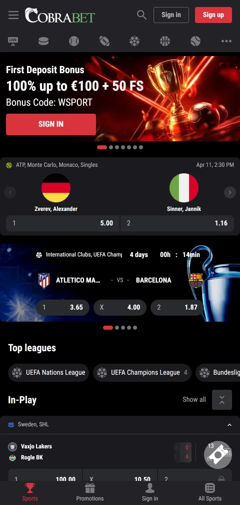 Experiencia móvil responsive Cobra Casino España