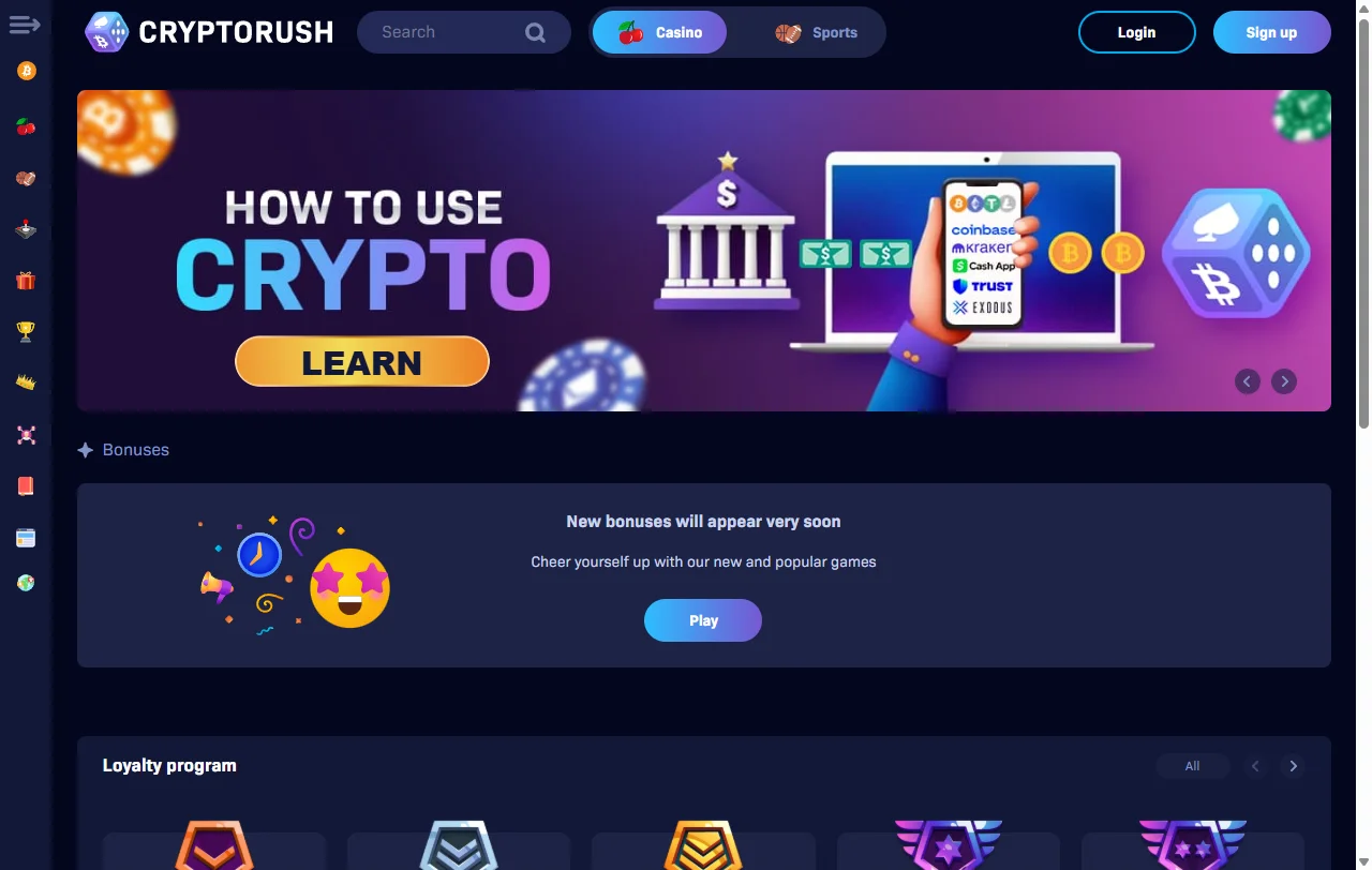 Catálogo slots y proveedores en CryptoRush casino España